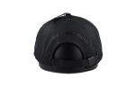 Close-up of black PU Zuri print on black baseball cap