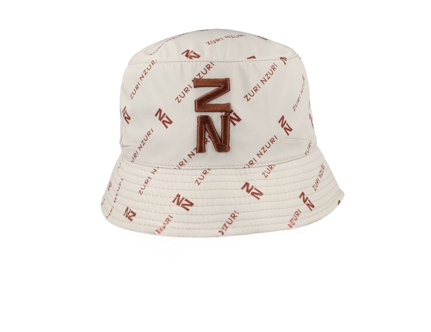 Sublimated bucket hat with all-over Zuri Nzuri print in toffee tones Sublimated bucket hat with all-over Zuri Nzuri print in toffee tones
