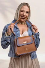 Mako Tan & Electric Blue Shoulder Bag