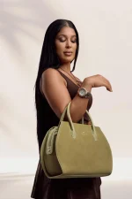 Abe Dua Matcha Suede Bowler Bag