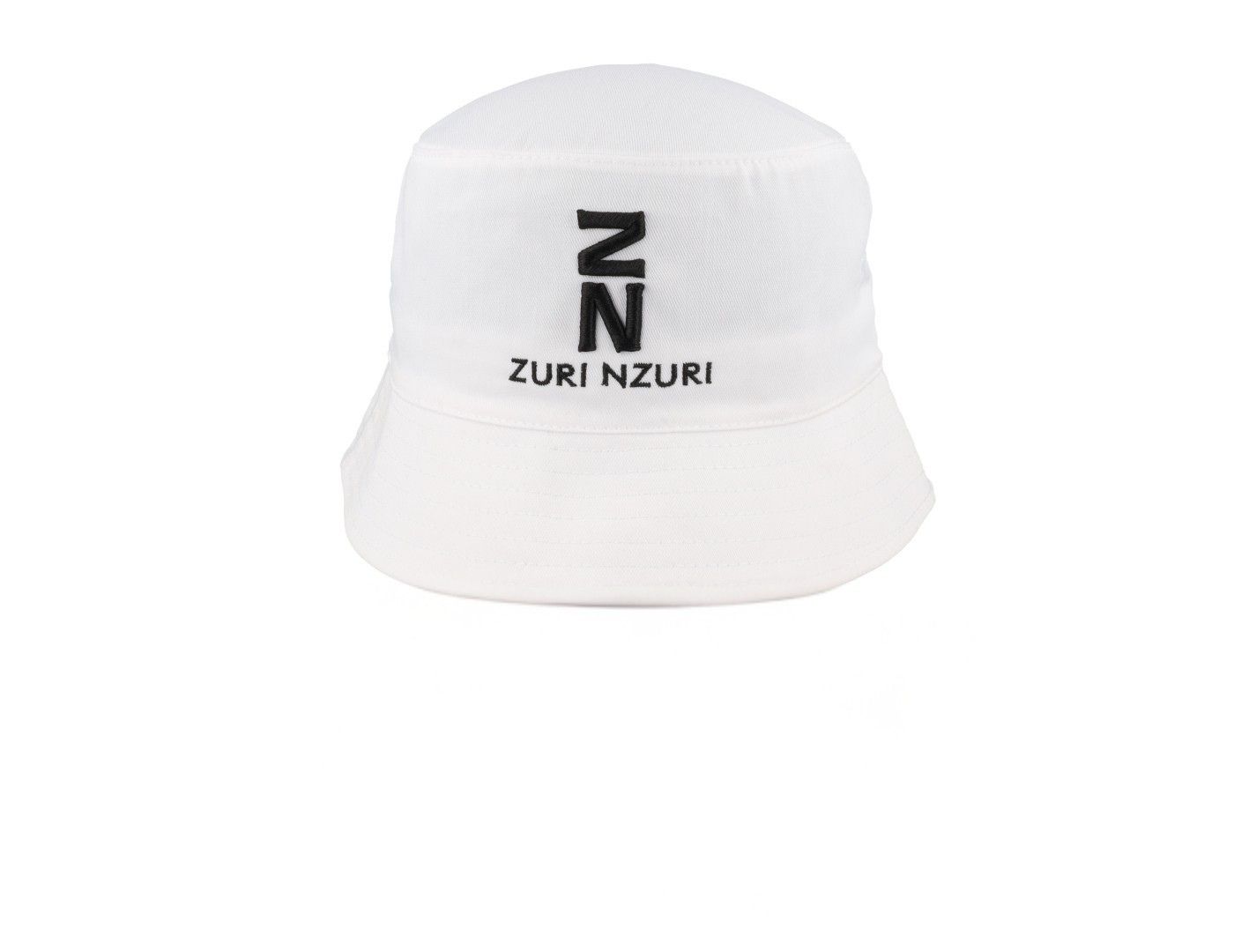 White Bucket Front Zuri Nzuri White Bucket Hat | Black on White - Image 1
