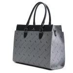 Aban Grey & Charcoal Zuri Print Laptop Bag - Image 3