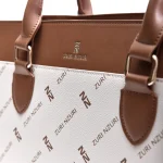 Aban White-Coffee & Toffee Zuri Print Laptop Bag - Image 5