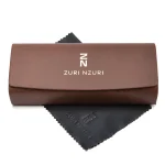 Brown sunglasses case with Zuri Nzuri logo and cleaning cloth