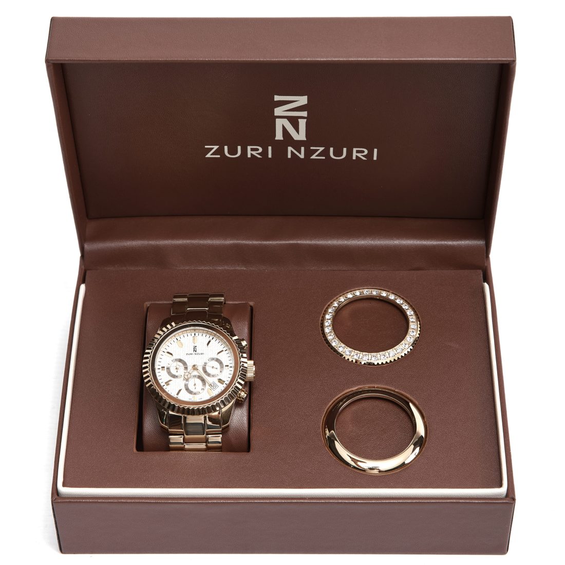 Mako gold boyfriend watch with interchangeable bezels