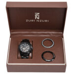 DUAFE gunmetal black boyfriend watch with interchangeable bezels