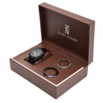 DUAFE gunmetal black boyfriend watch with interchangeable bezels