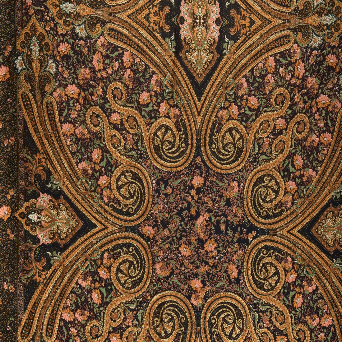 ABAN black silk touch scarf with gold accent pattern