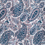 Close up of Aban Blue with Pink Accents Silk Touch Scarf with fluid drape and soft sheen