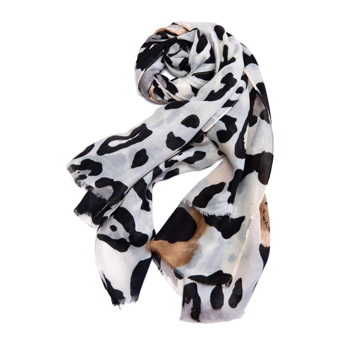 Abe Dua black and cream leopard print cotton touch scarf