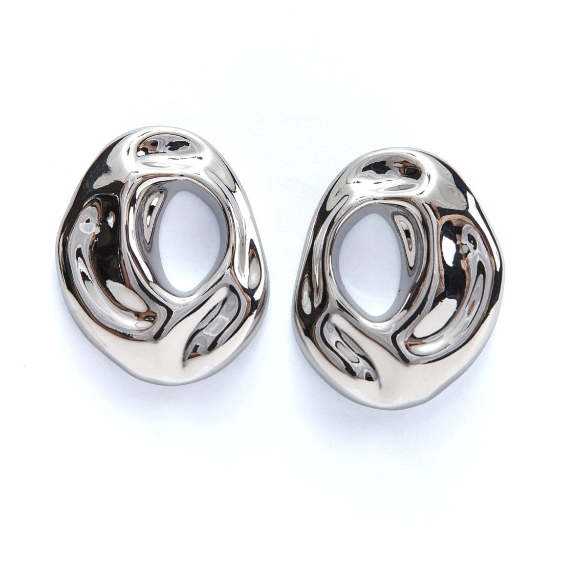 rhodium sculptural earrings