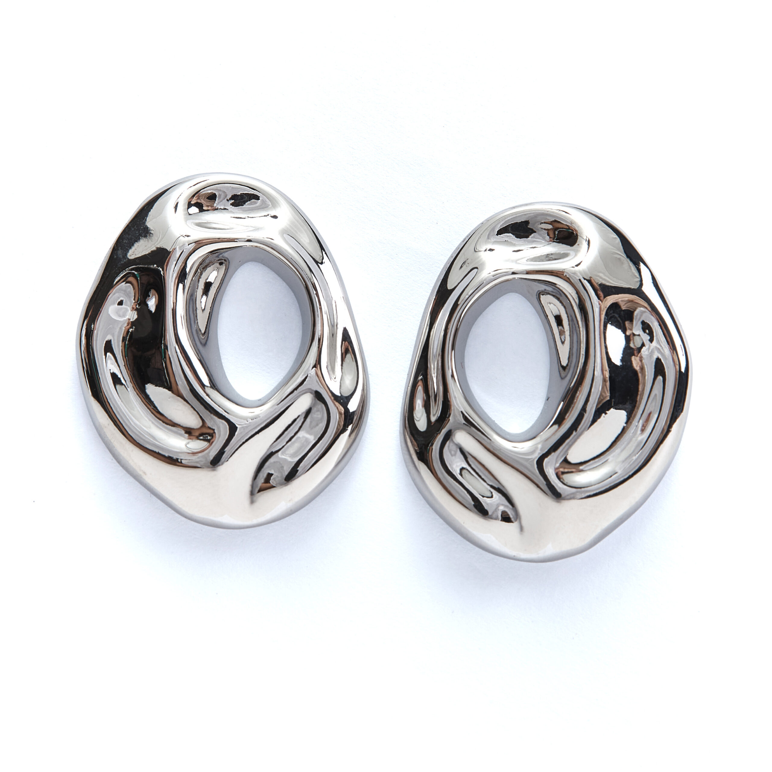 rhodium sculptural earrings rhodium sculptural earrings