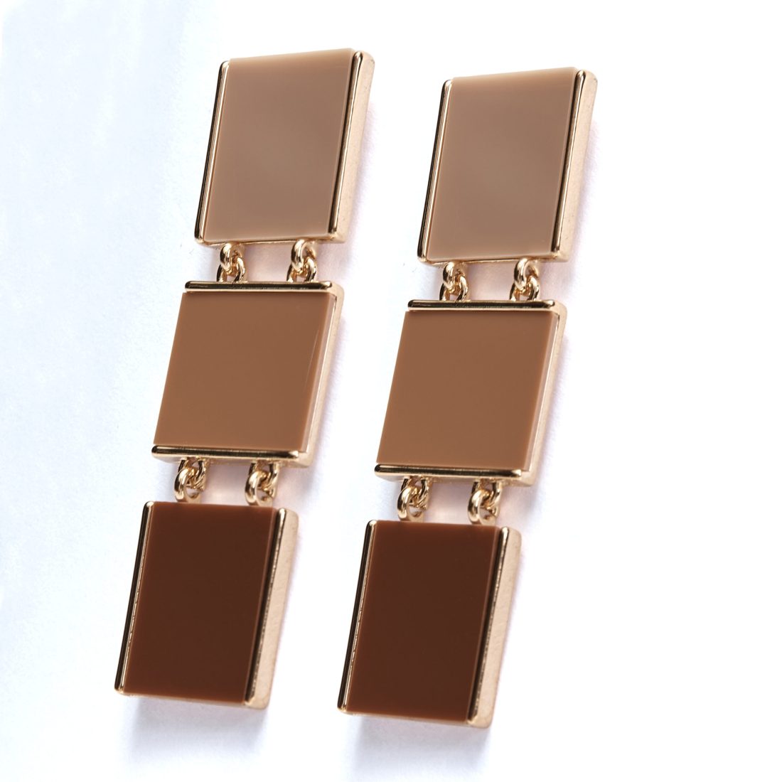 Abe Dua sands gold plated statement earrings with rectangular linked design
