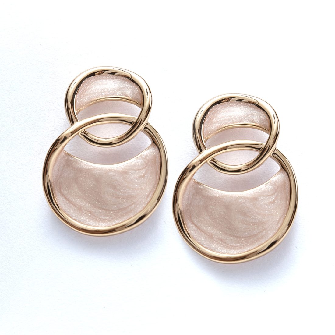 Bese Saka soft pink drop earrings with gold plated finish