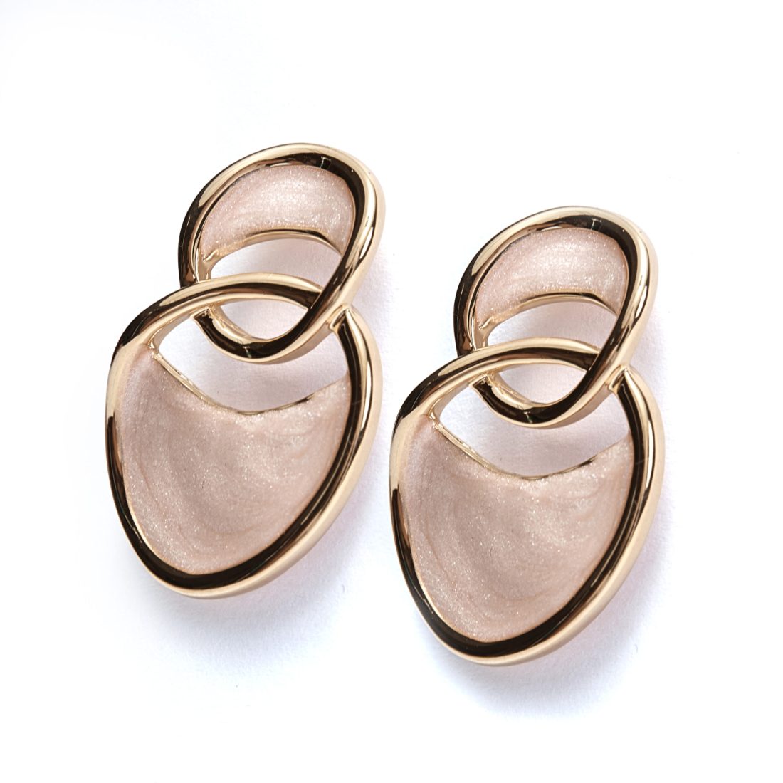 Bese Saka soft pink drop earrings with gold plated finish