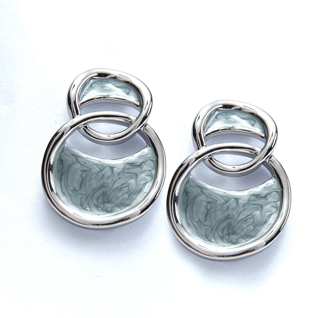 Sankofa soft blue drop earrings with rhodium plated finish