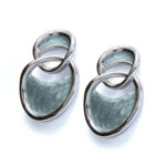 Sankofa soft blue drop earrings with rhodium plated finish