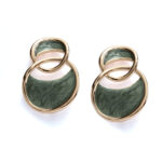 Sankofa soft green drop earrings with rhodium plated finish