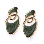 Sankofa soft green drop earrings with rhodium plated finish