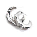 Aban rhodium sculptural hoop earrings with fluid textured design