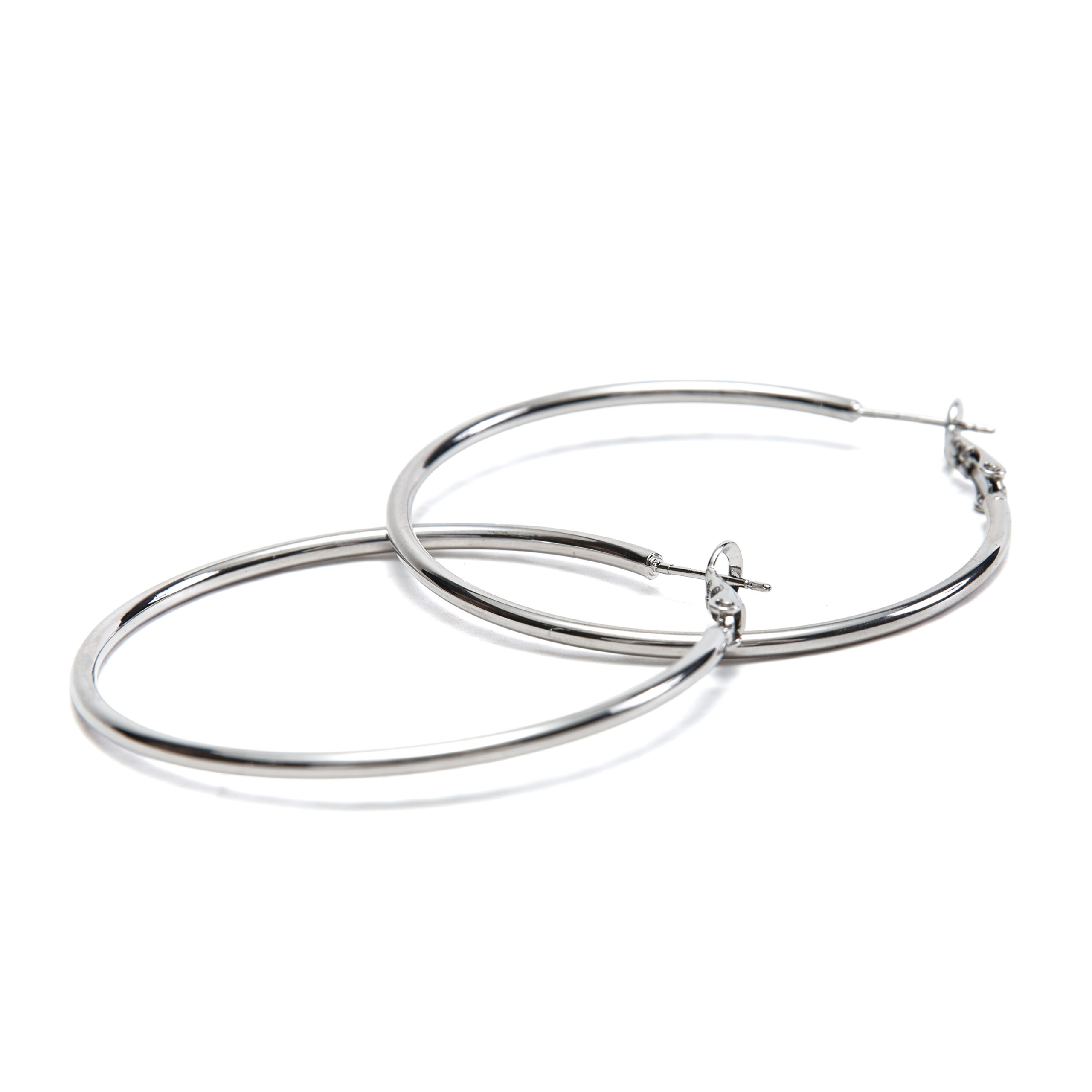 Fafanto rhodium fine hoop earrings with minimalist design Fafanto rhodium fine hoop earrings with minimalist design
