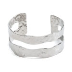 Fafanto rhodium plated sculptural cuff bracelet with layered design