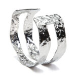 Fafanto rhodium plated sculptural cuff bracelet with layered design