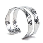 Fafanto rhodium plated sculptural cuff bracelet with layered design