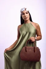 Abe Dua Mocha Suede Bowler Bag - Image 8