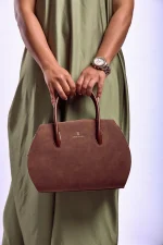 Abe Dua Mocha Suede Bowler Bag - Image 6