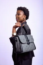 Aban Grey & Charcoal Zuri Print Business Bag - Image 7