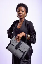 Aban Grey & Charcoal Zuri Print Business Bag - Image 5