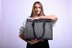 Aban Grey & Charcoal Zuri Print Laptop Bag - Image 6