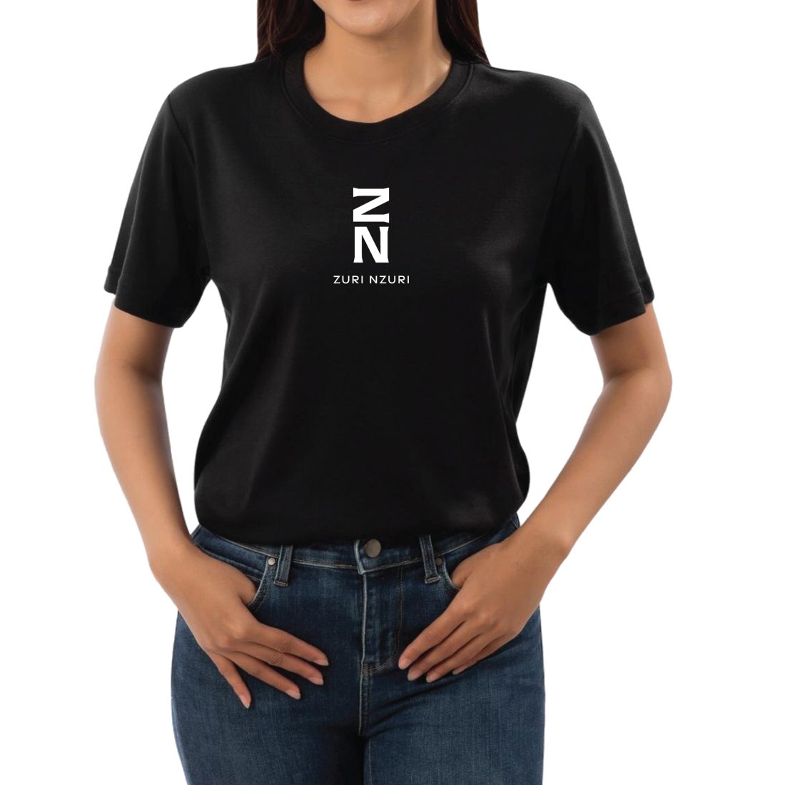 Premium black cotton t-shirt crafted from 100% combed cotton for all-day comfort. Features a minimalist ZN front print and symbolic Adinkra detail.